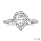 3/8 Ctw Diamond Ladies Engagement Ring with 1/4 Ct Pear Cut Center Stone in 14K White Gold